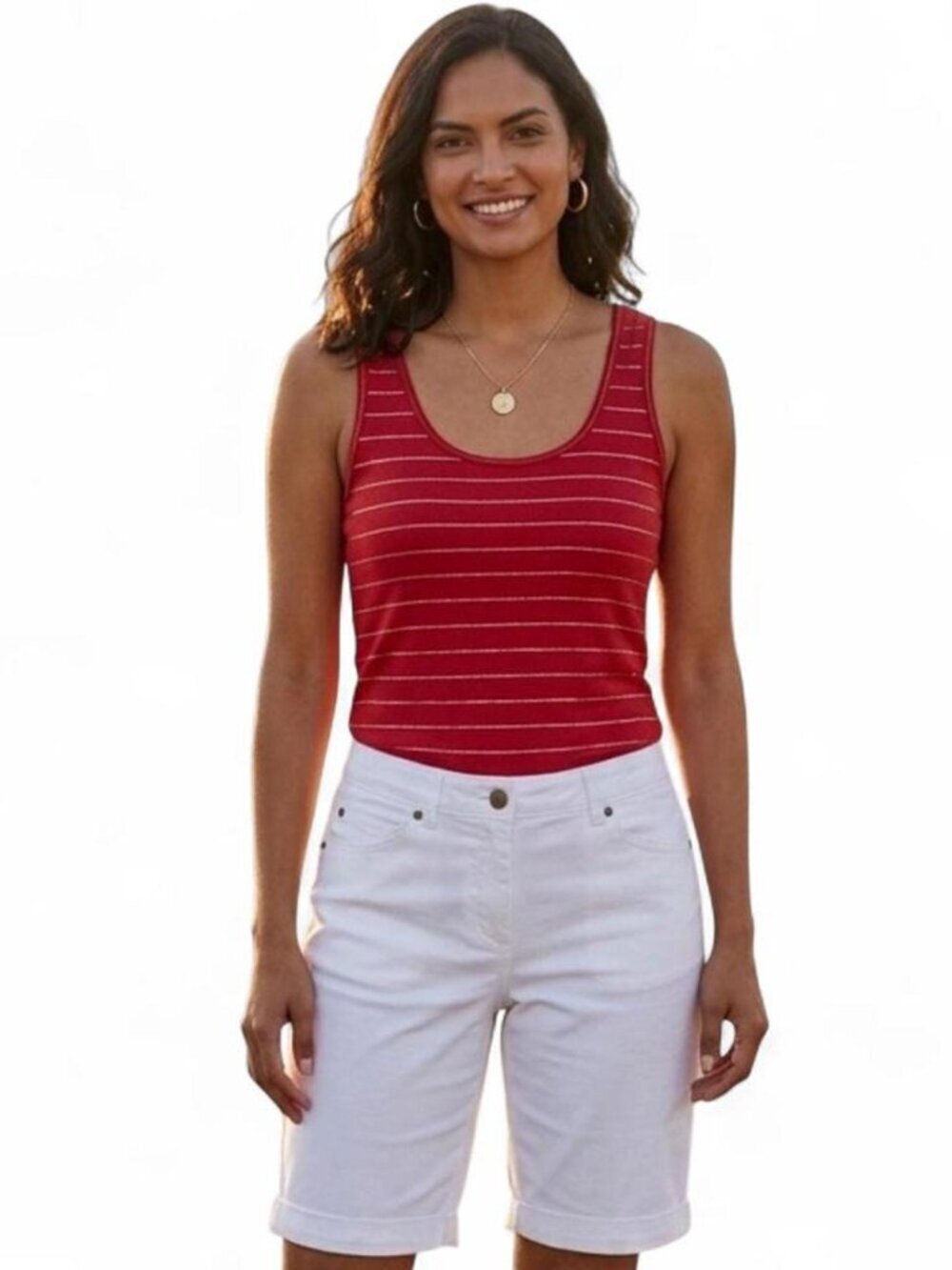 Express‎ Red Metallic Cotton Tank